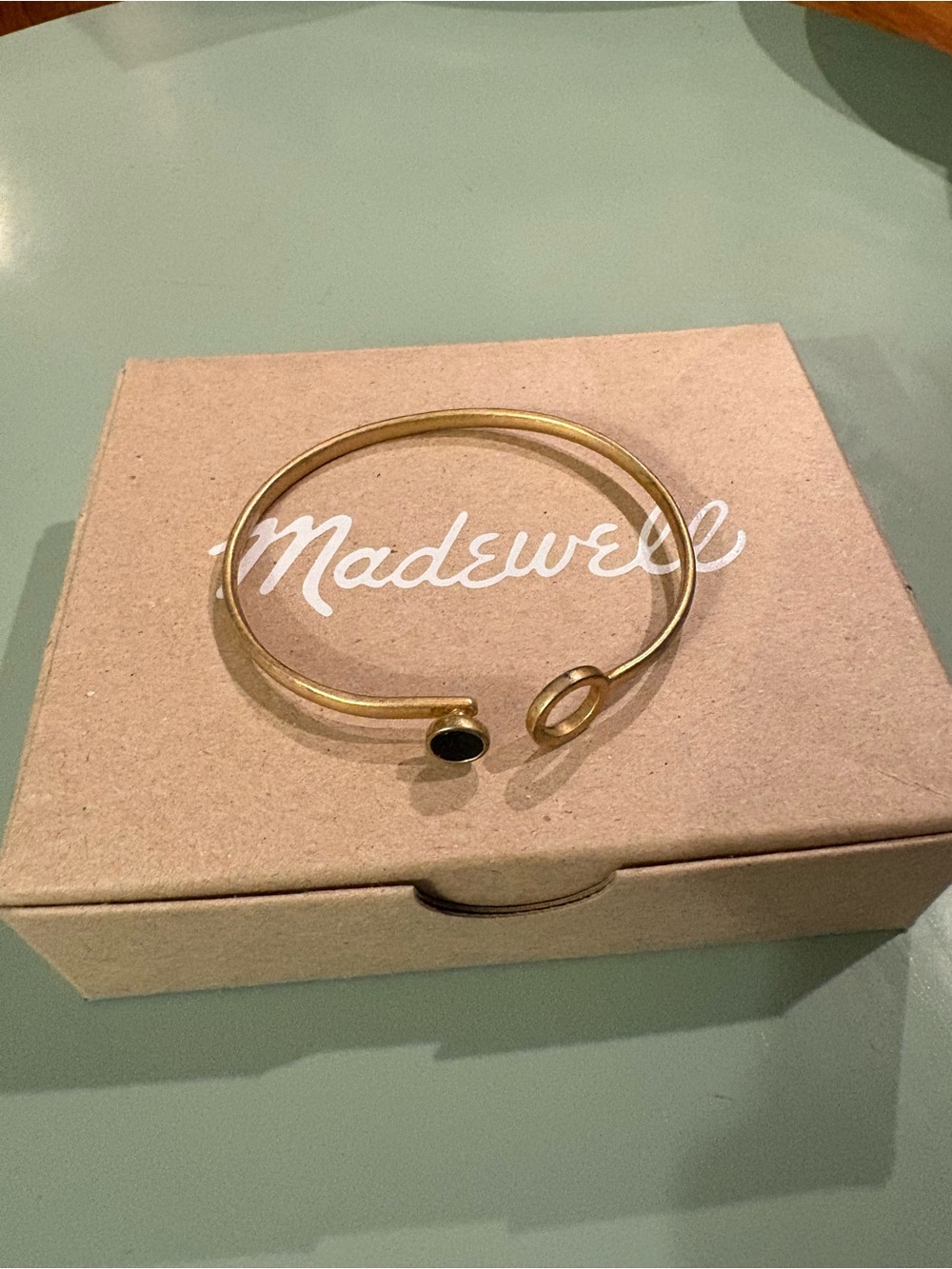 Madewell Gold Tone Open Circle & Stone Cuff Bracelet